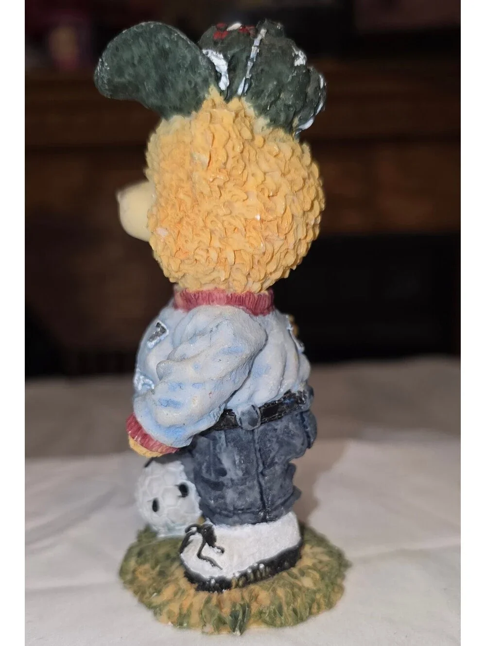 Vintage Bear Figurine with Soccer Ball and Cap